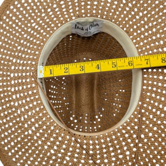 Lack of Color Vista Sun Hat Womens Brown Paper Straw Drawstring Wide Brim Size M - Picture 10 of 14